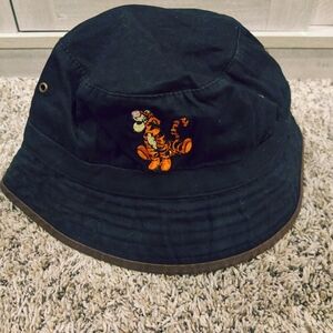 Vintage Disney Store Black Brown Tigger Bucket Hat The Wild One Unisex Adult